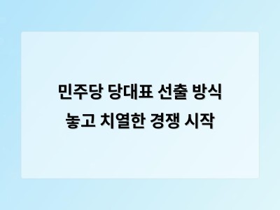 추천 강좌 전당대회 당대표 선출 방식 논란이 당내 분란으로 이어질 가능성 높아 썸네일